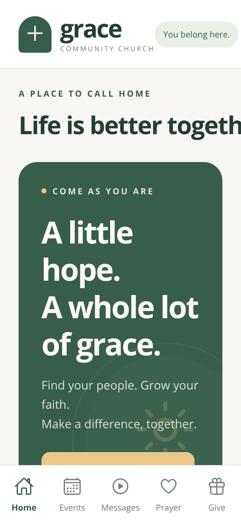 Build a church web, App preview